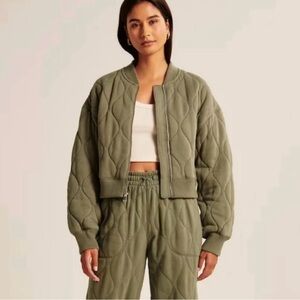Olive green Abercrombie quilted bomber jacket